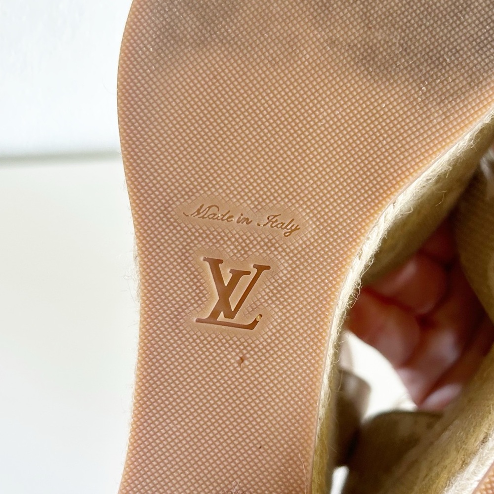Louis Vuitton Beige Monogram Canvas Espadrille Ankle Strap Wedges Size EU 40 - Picture 12 of 16
